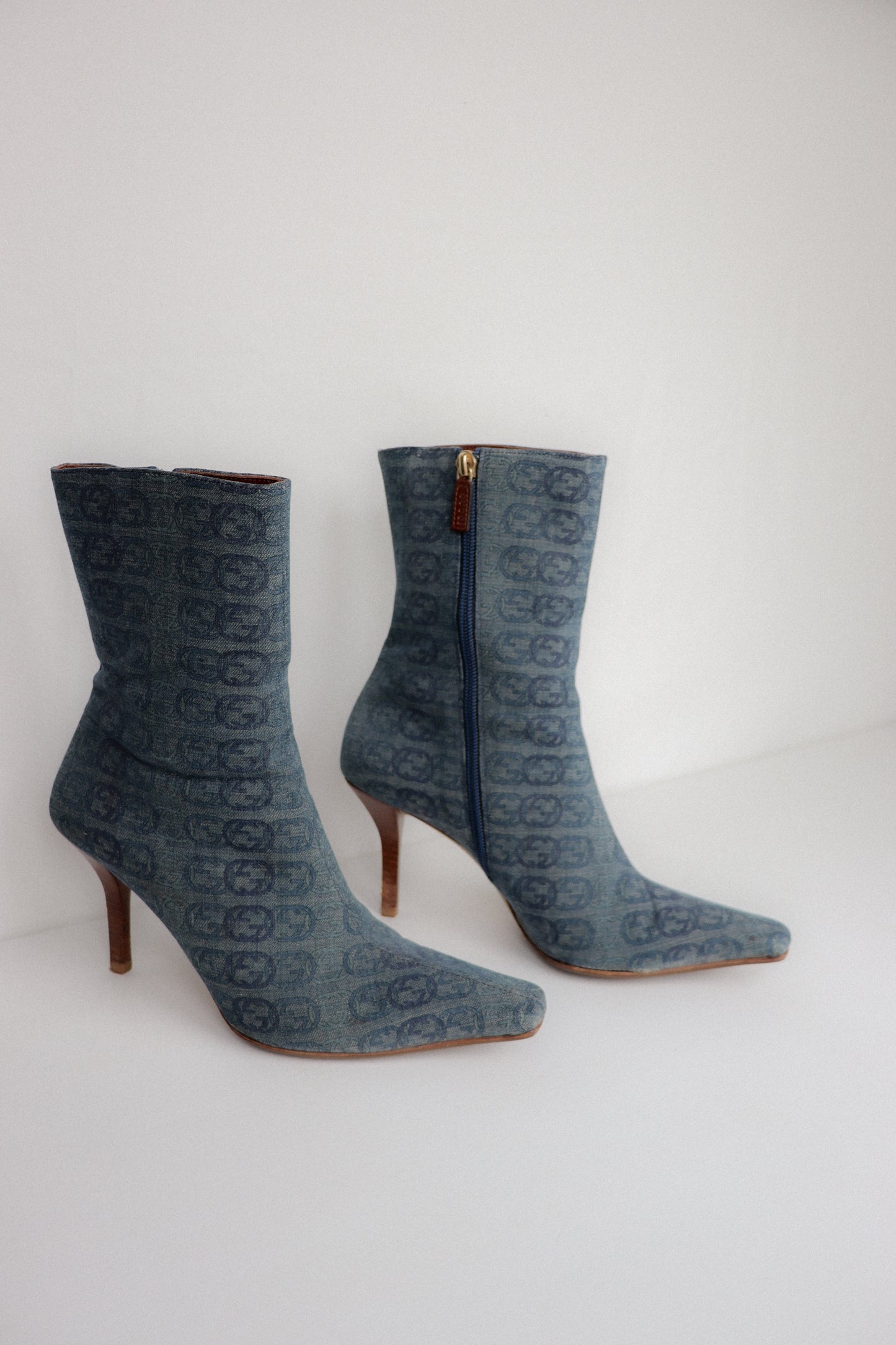 Vintage Gucci Denim Ankle Boots 38