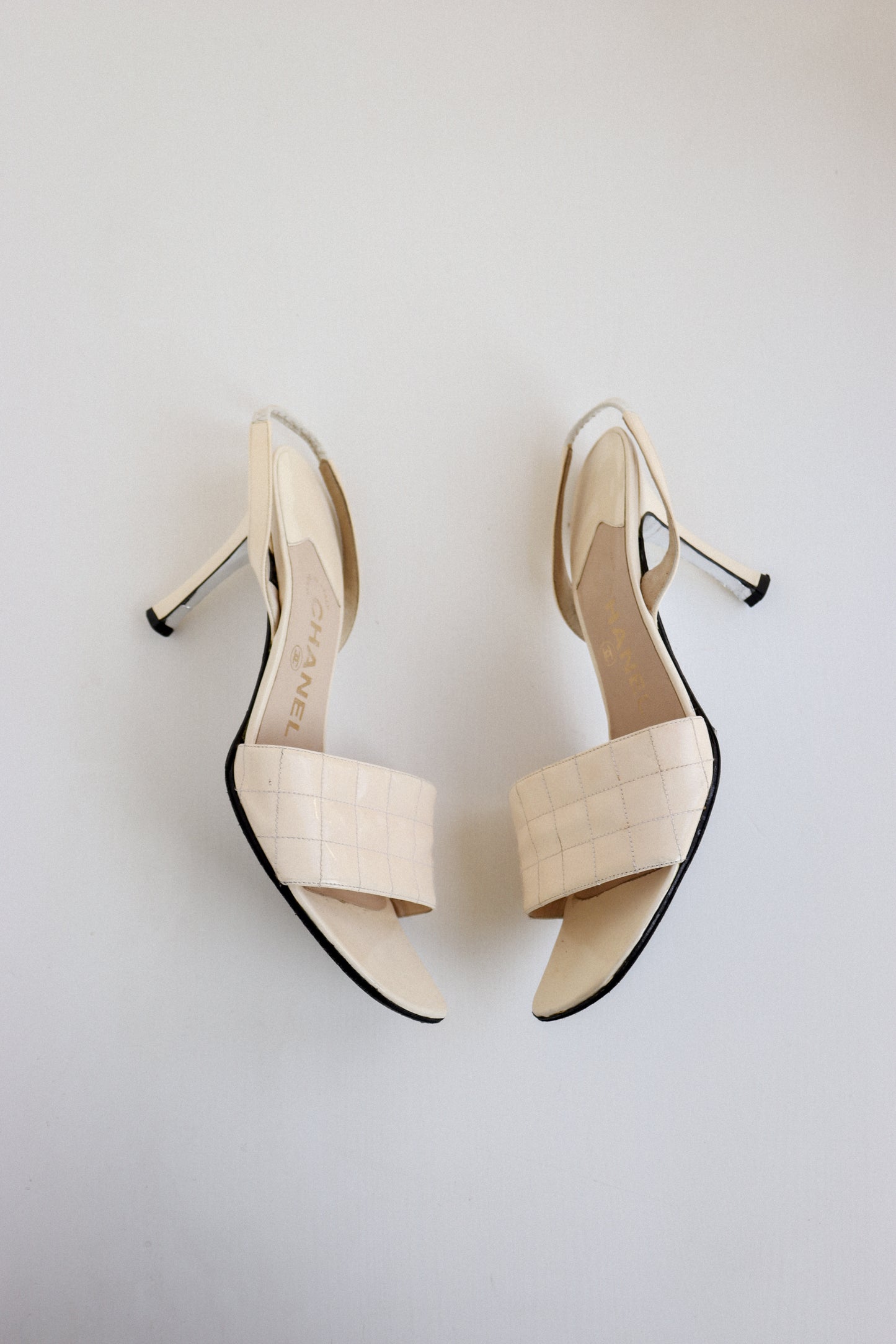 Vintage Chanel Chocolate Bar Slingbacks 36.5
