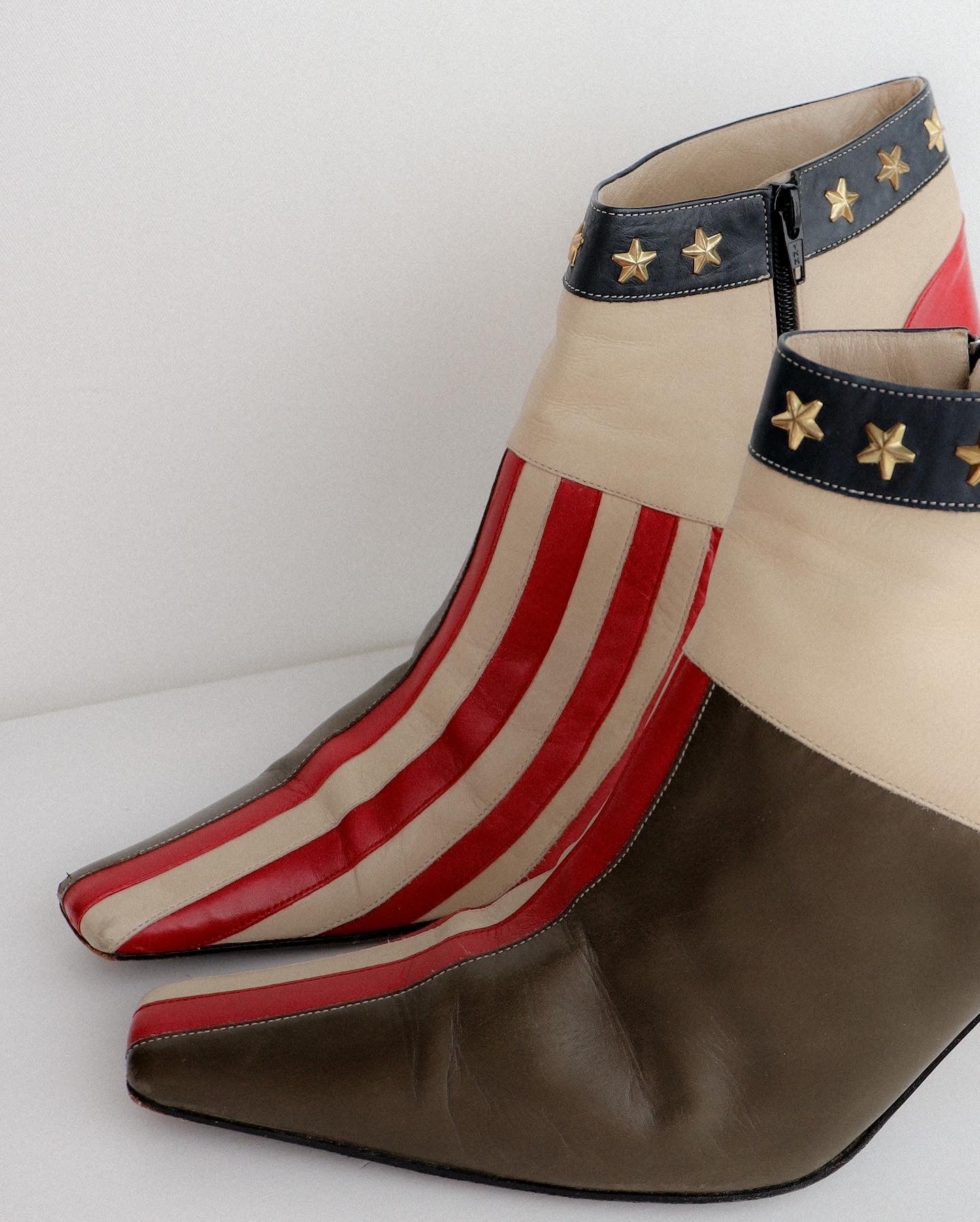 Vintage Moschino 'Stars and Stripes' Boots 39.5