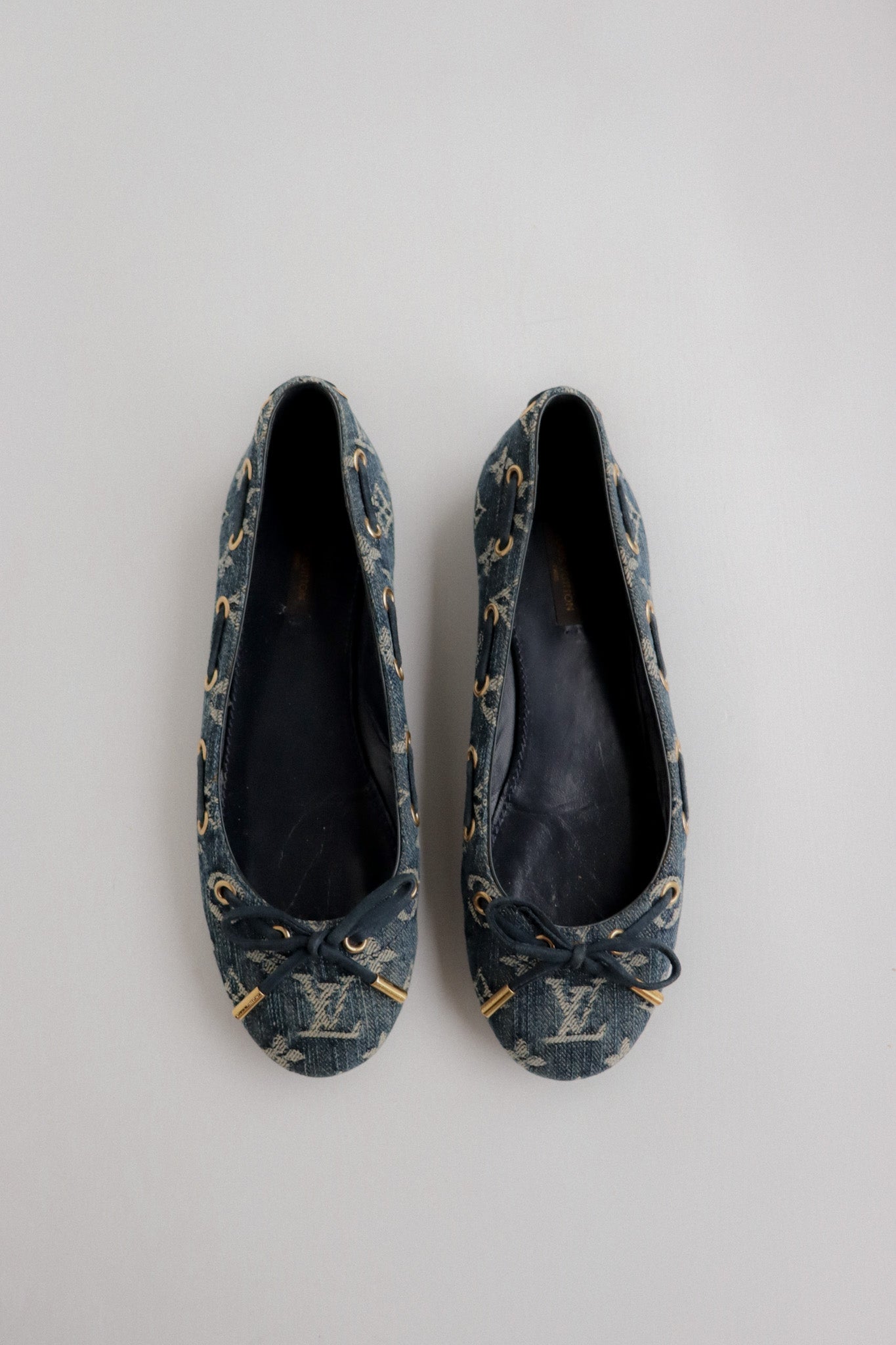 Vintage Louis Vuitton Denim Ballet Flats 38