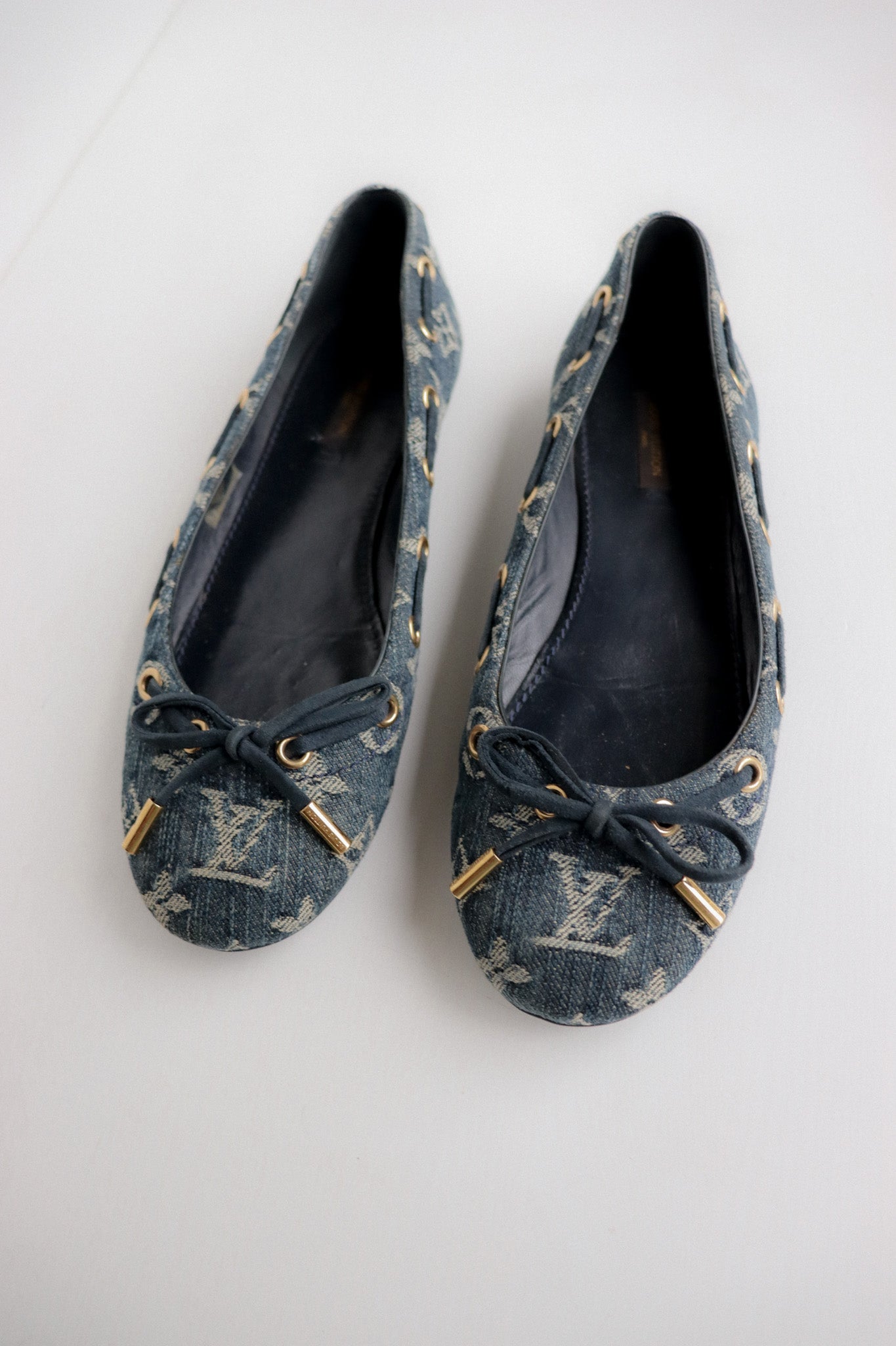 Vintage Louis Vuitton Denim Ballet Flats 38