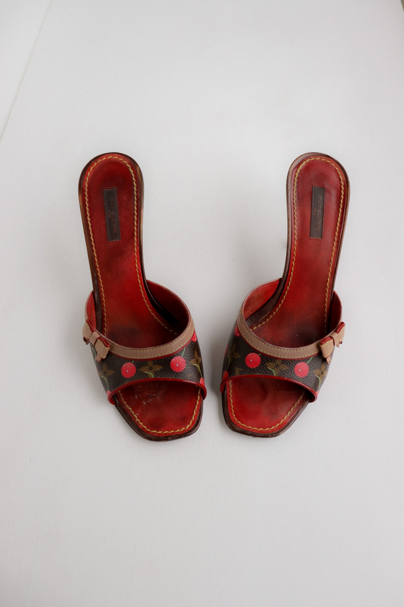 Vintage Louis Vuitton x Murakami Cherry Mules 39