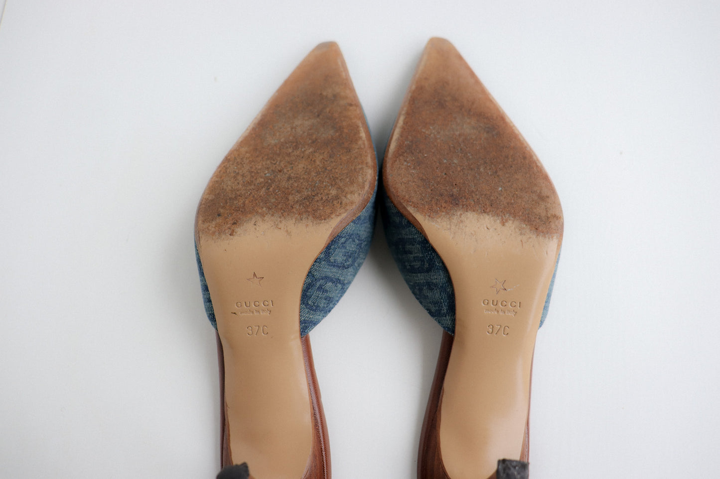 Vintage Gucci Denim Mules 37