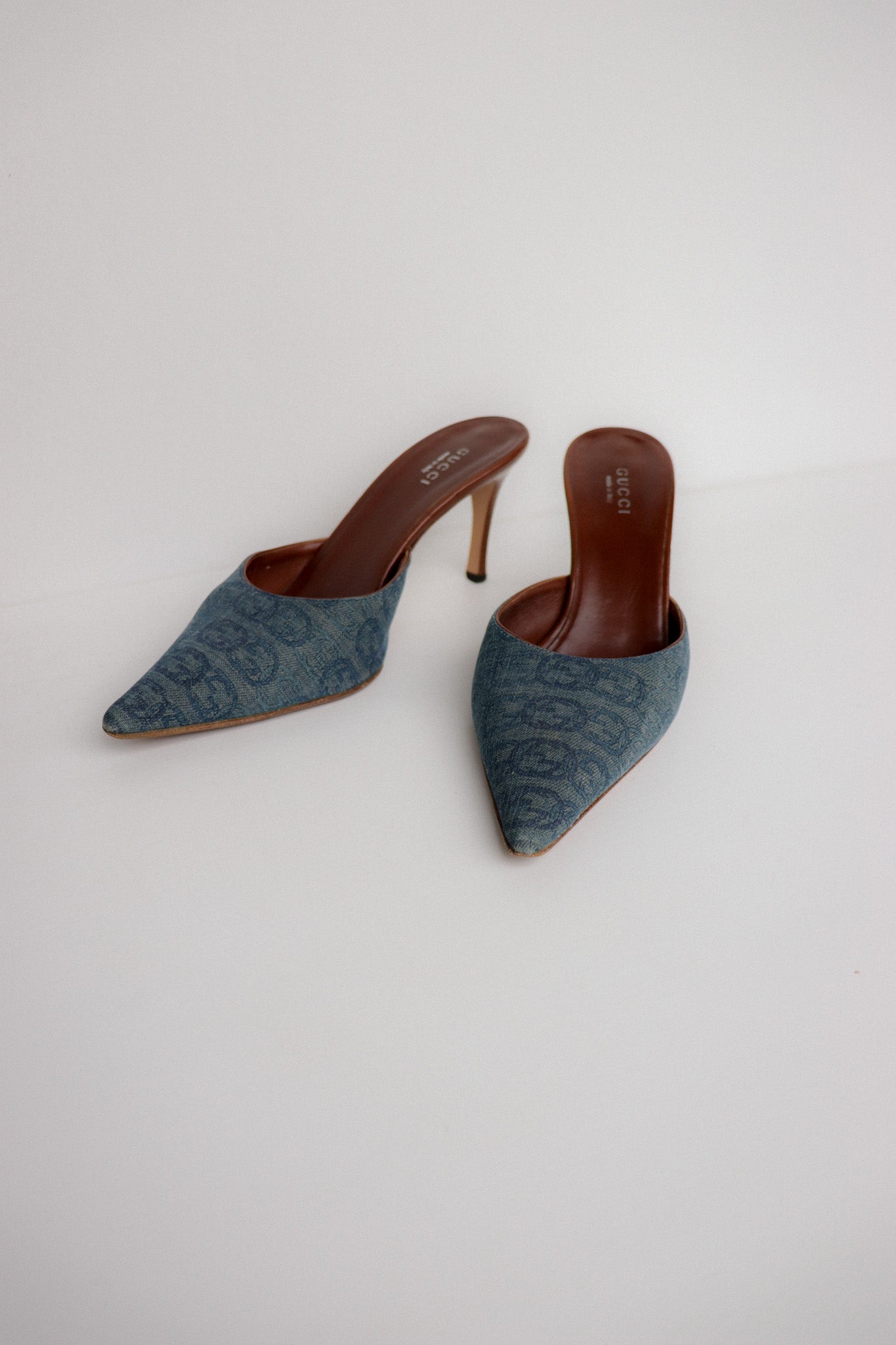 Vintage Gucci Denim Mules 37