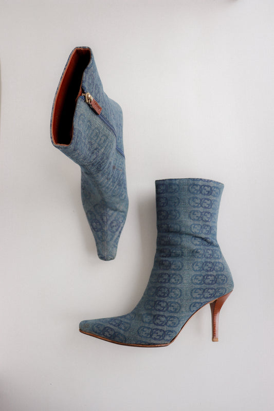 Vintage Gucci Denim Ankle Boots 38