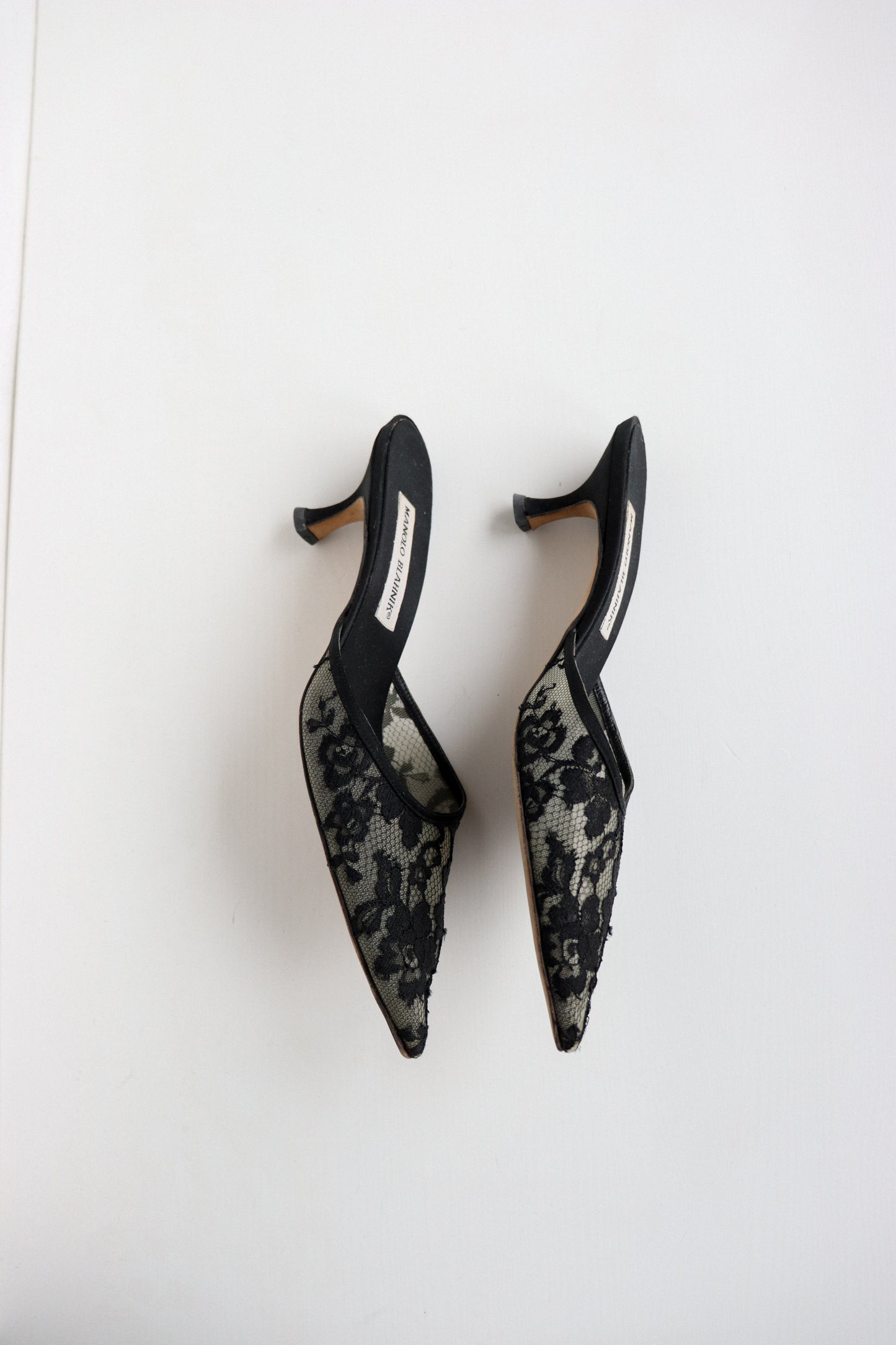 Vintage Manolo Blahnik Lace Mules 37.5