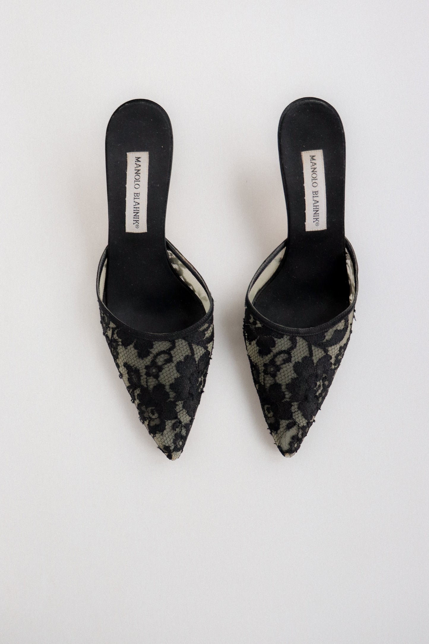 Vintage Manolo Blahnik Lace Mules 37.5