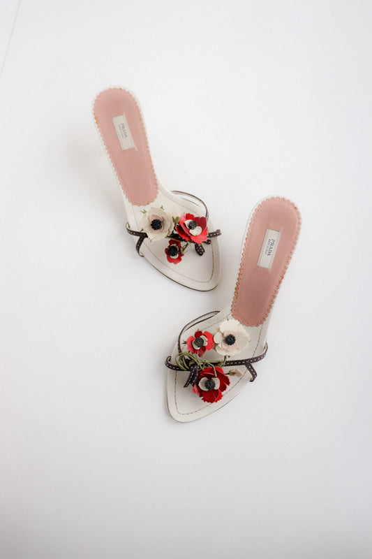 Vintage Prada Poppy Mules 36