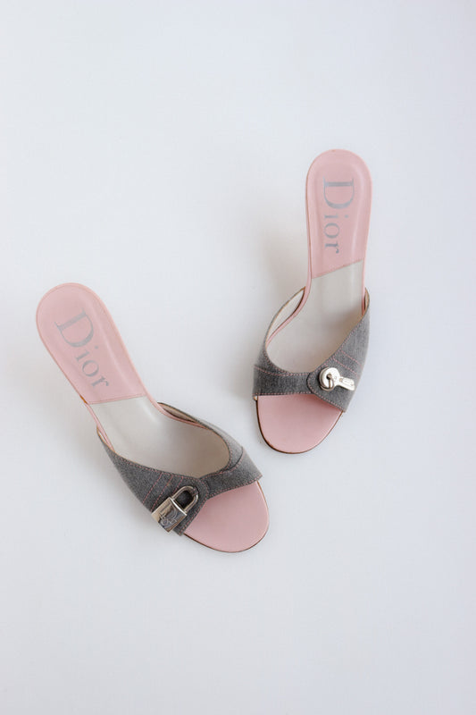 Vintage Dior Padlock Mules 37