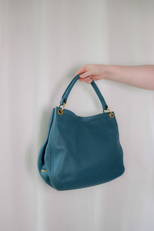 Vintage Miu Miu Teal Hobo Bag