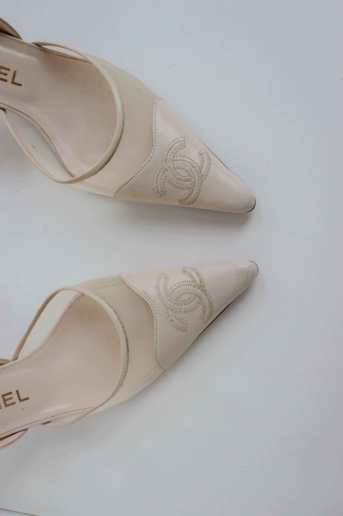 Chanel Vintage slingback beige cheapest shoes 38