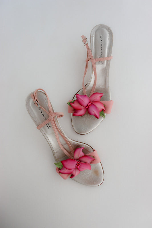 Vintage Italian Lea Foscati Floral Sandals 39