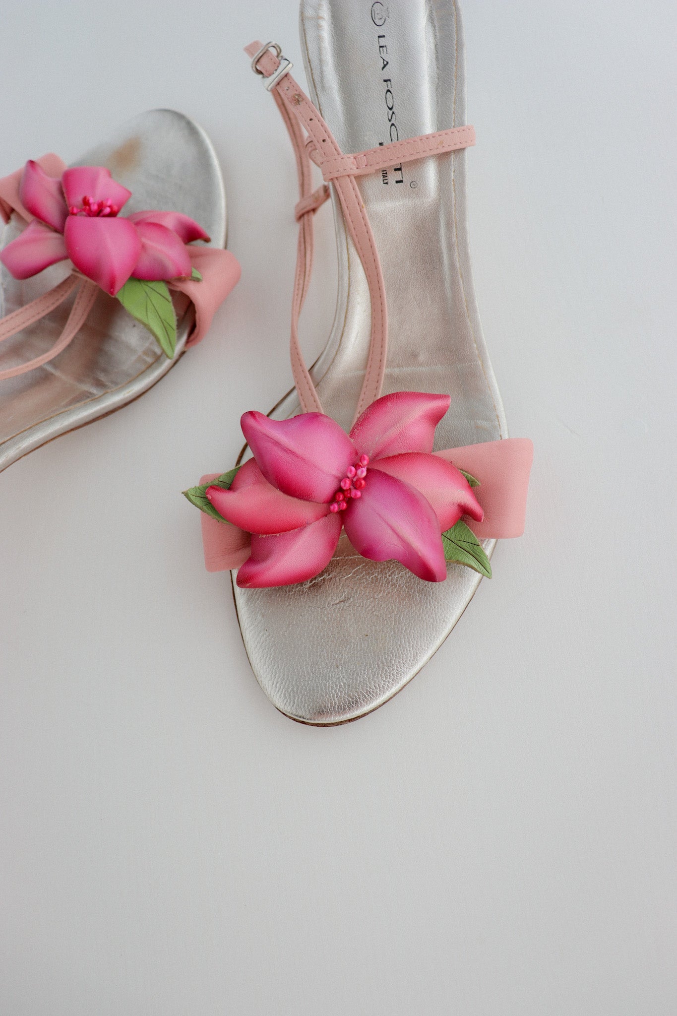 Pink floral online sandals