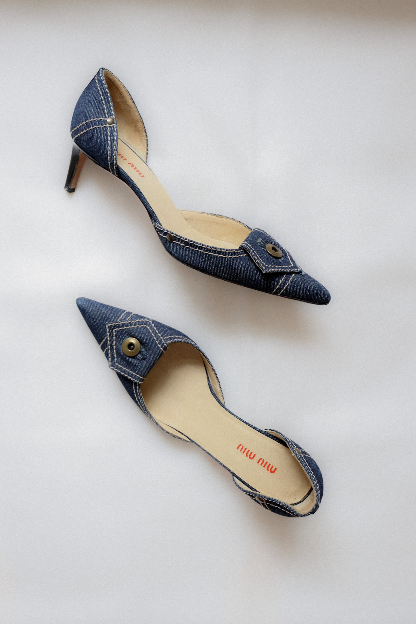 Vintage Miu Miu Denim Kitten Heels 37