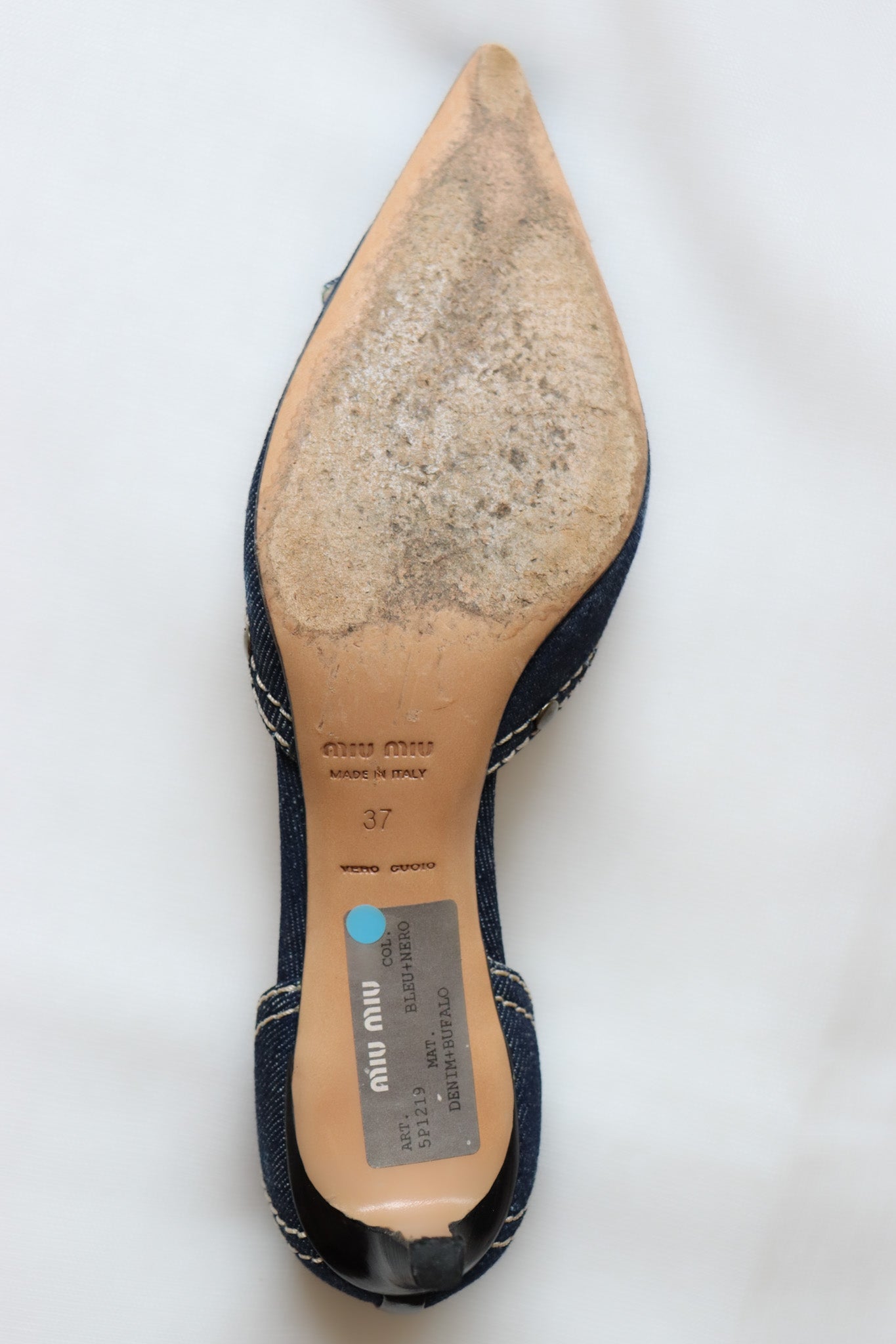 Vintage Miu Miu Denim Kitten Heels 37