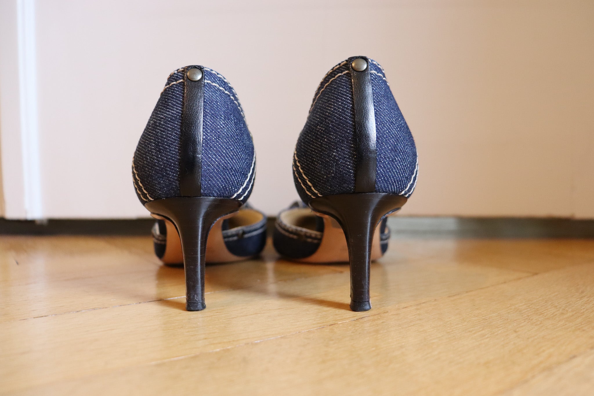 Vintage Miu Miu Denim Kitten Heels 37 – Tretton Vintage
