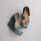 Vintage Gucci Denim Wedge Sandals 39