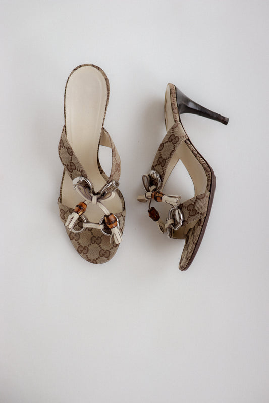 Vintage Gucci Bamboo Mules 40