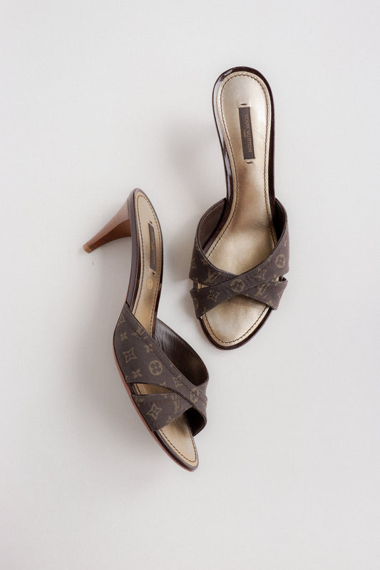 Vintage Louis Vuitton Denim Mules 38.5