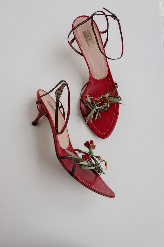 Vintage Prada Rose Sandals 40