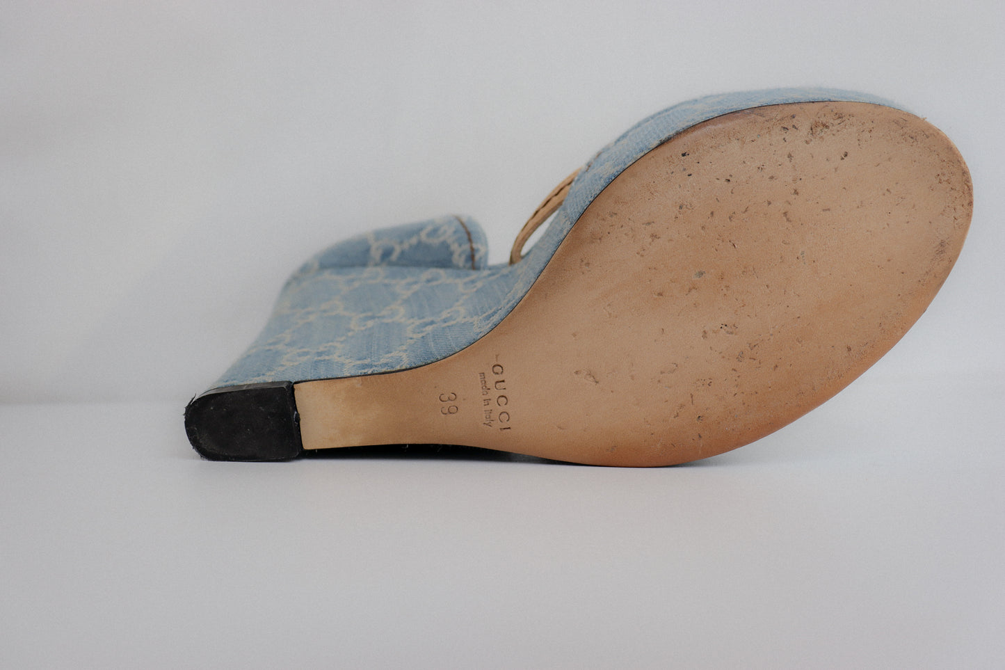 Vintage Gucci Denim Wedge Sandals 39