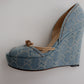 Vintage Gucci Denim Wedge Sandals 39