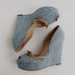 Vintage Gucci Denim Wedge Sandals 39