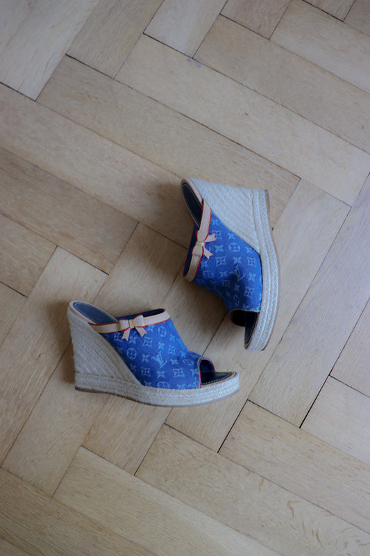 Vintage Louis Vuitton Wedge Mules 39.5