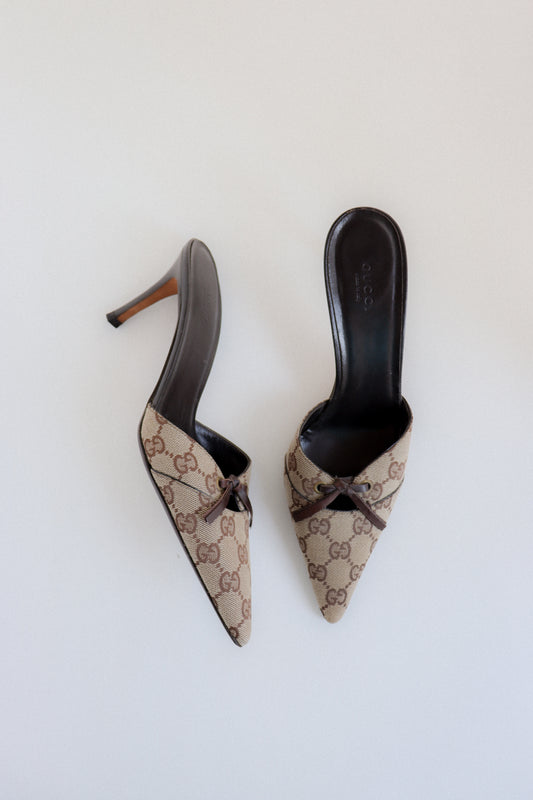 Vintage Gucci Mules Bow US 8