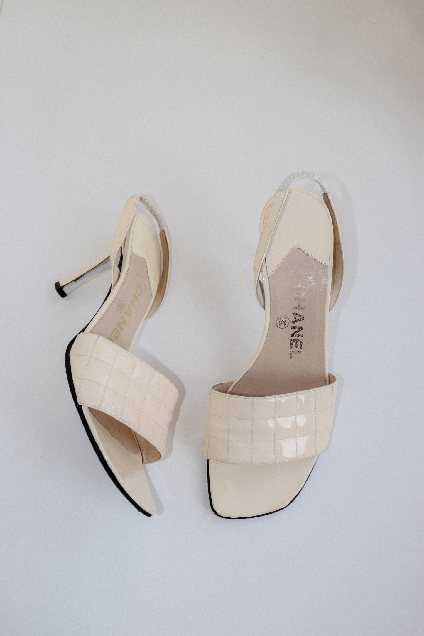 Vintage Chanel Chocolate Bar Slingbacks 36.5