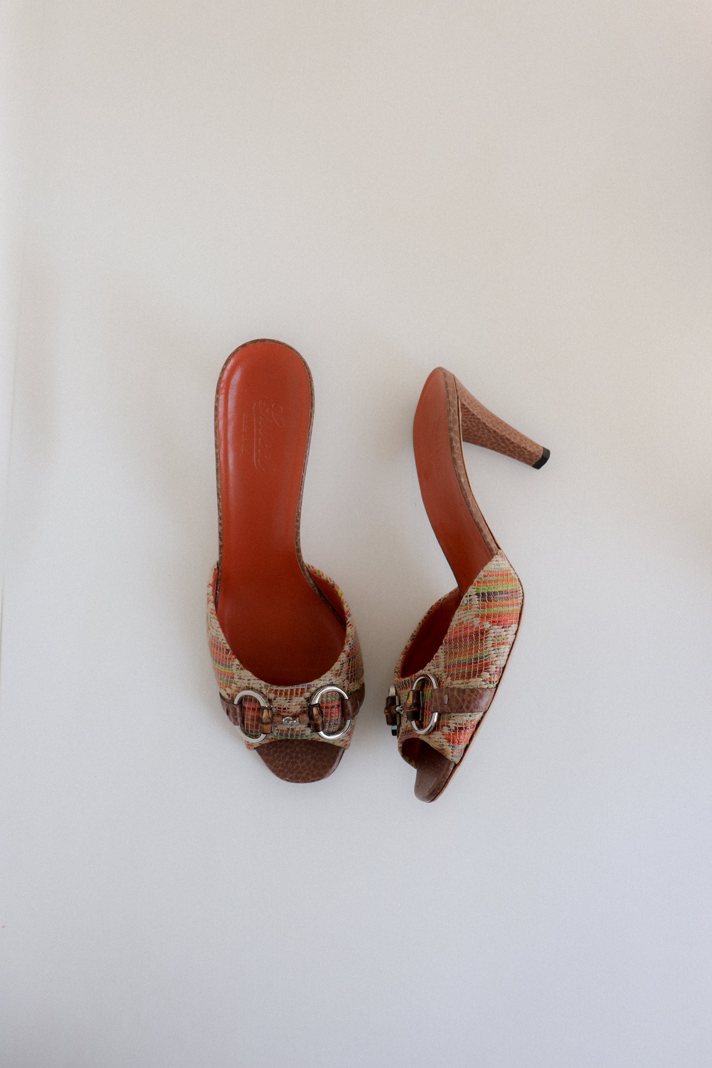 Vintage Gucci Raffia Horsebit Mules 39