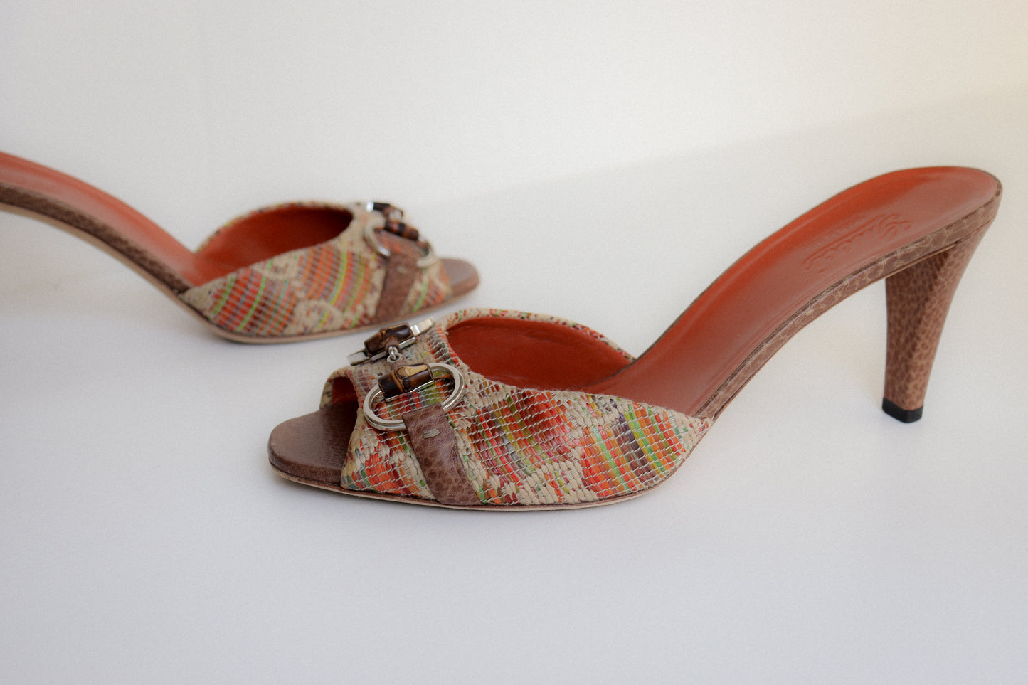 Vintage Gucci Raffia Horsebit Mules 39