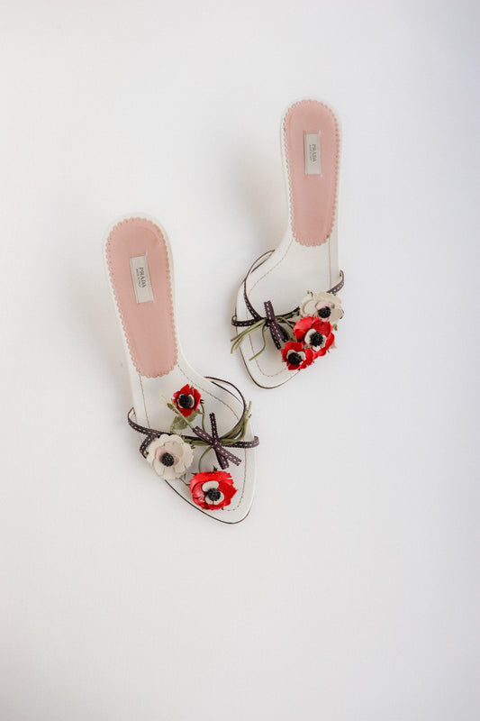 Vintage Prada Poppy Mules 38