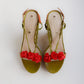 Vintage Celine Wedges Sandals Roses 37