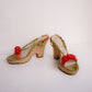 Vintage Celine Wedges Sandals Roses 37