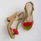 Vintage Celine Wedges Sandals Roses 37