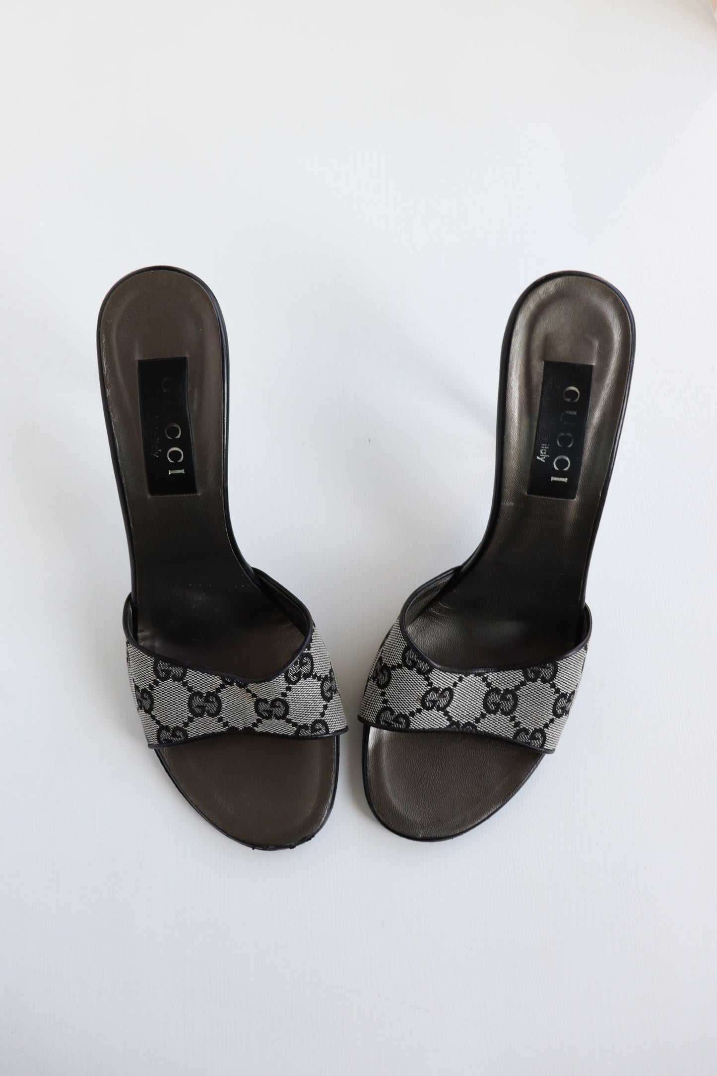 Vintage Gucci Monogram Mules 40