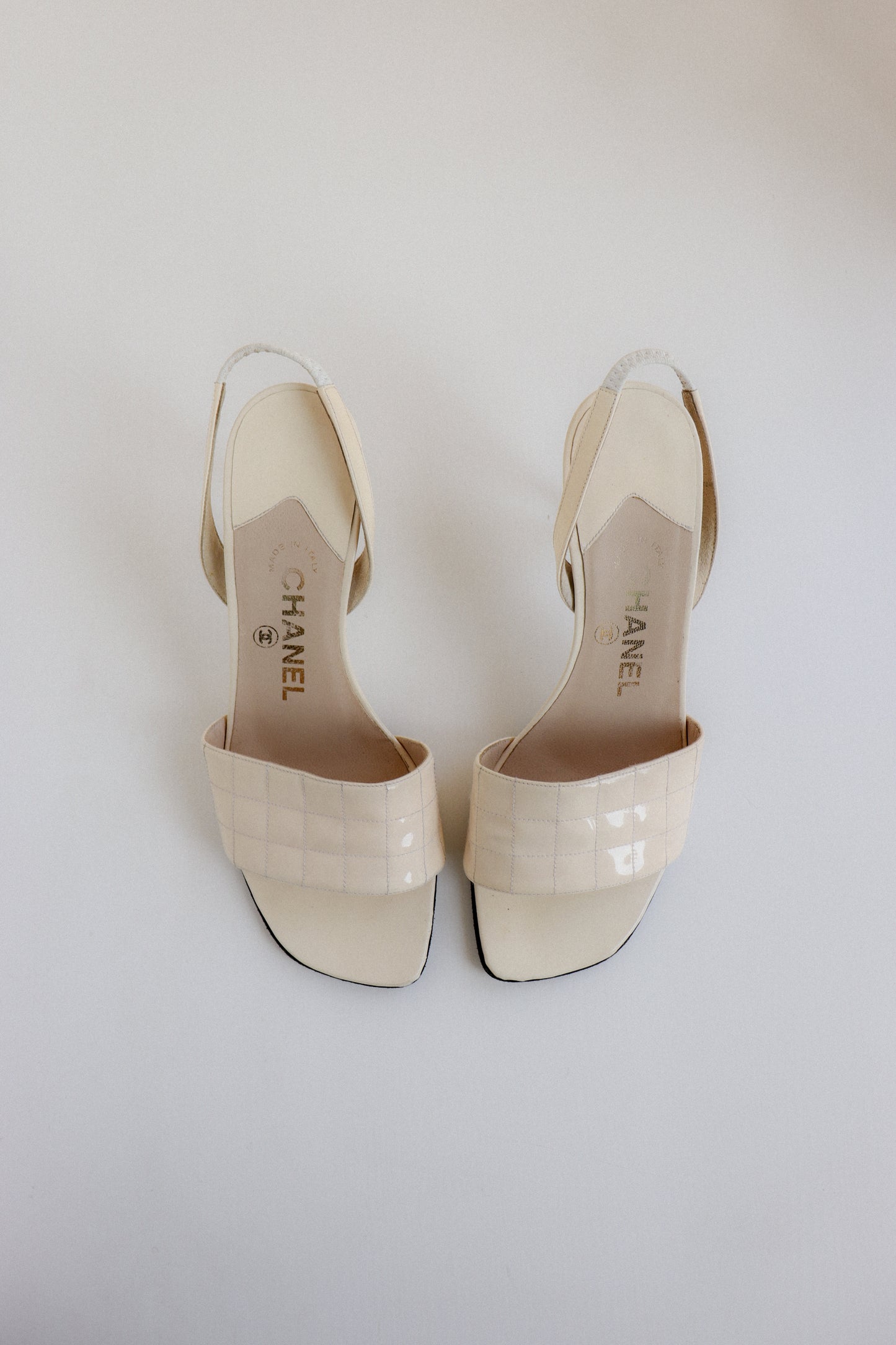 Vintage Chanel Chocolate Bar Slingbacks 36.5