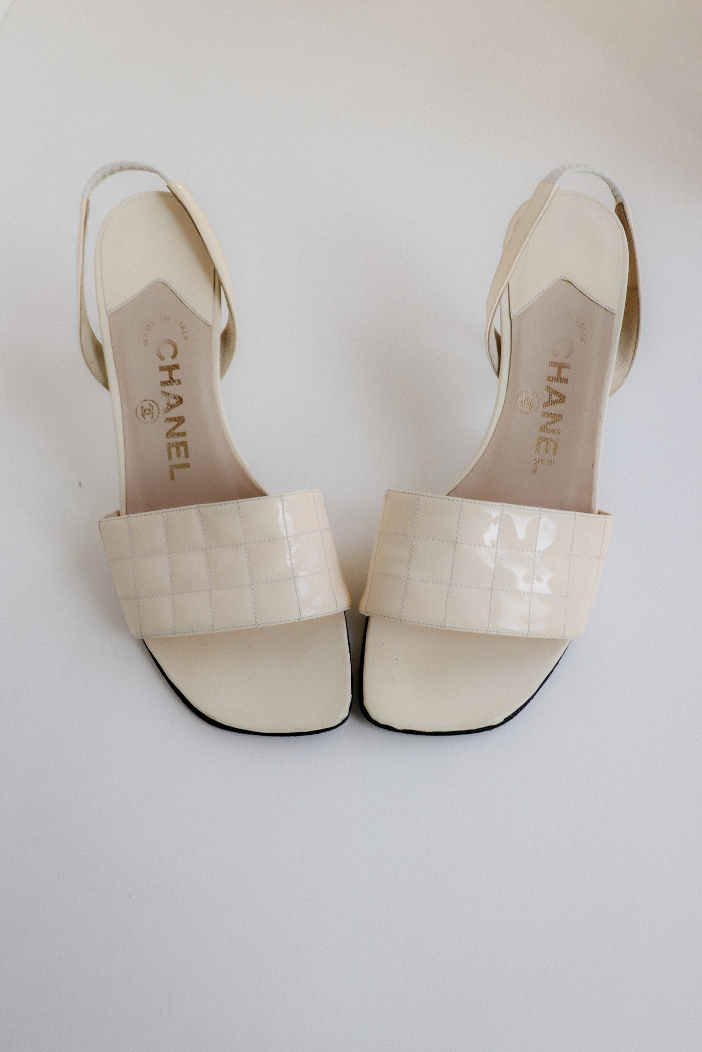 Vintage Chanel Chocolate Bar Slingbacks 36.5