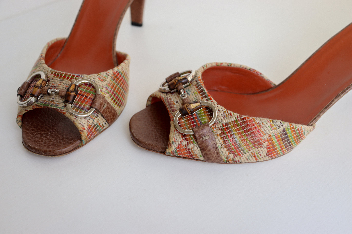 Vintage Gucci Raffia Horsebit Mules 39