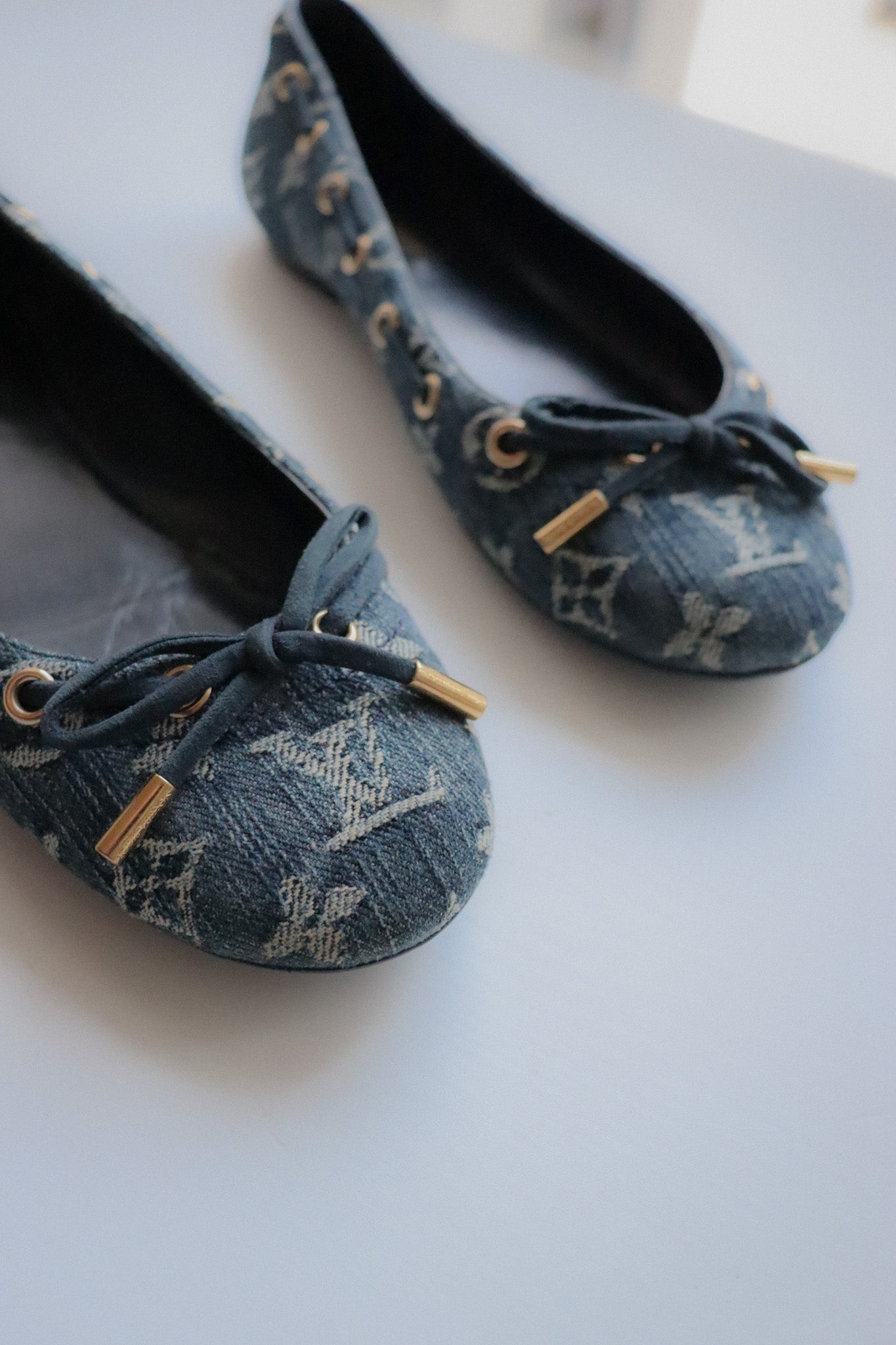 Vintage Louis Vuitton Denim Ballet Flats 38