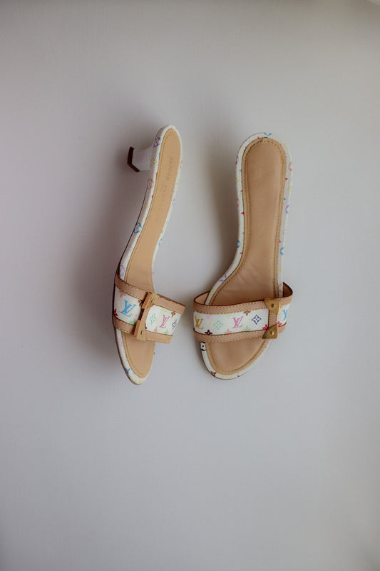 Vintage Louis Vuitton Multicolor Kitten Heels 38.5