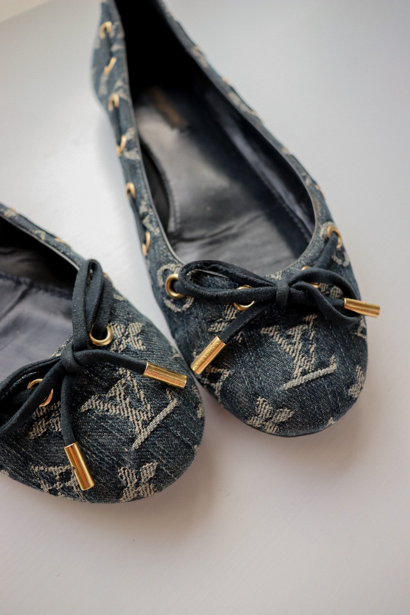 Vintage Louis Vuitton Denim Ballet Flats 38