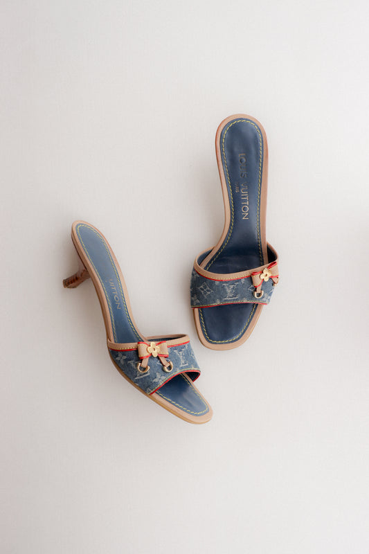Vintage Louis Vuitton Denim Mules 36.5